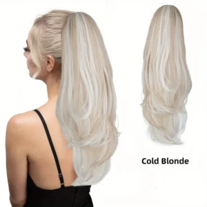 แฮร์พีช ผมแท้ทรงหางม้า แบบหนาพิเศษ สีบลอนด์เย็น